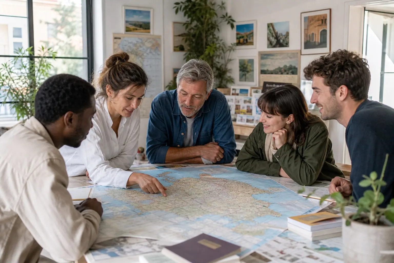 Professionnels du voyage et voyageurs réunis autour d’une carte de France