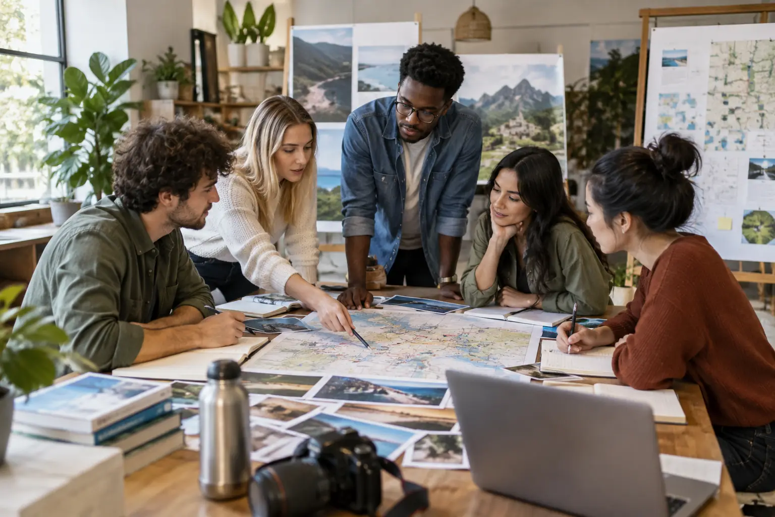Étudiants pilotant ensemble un projet de destination