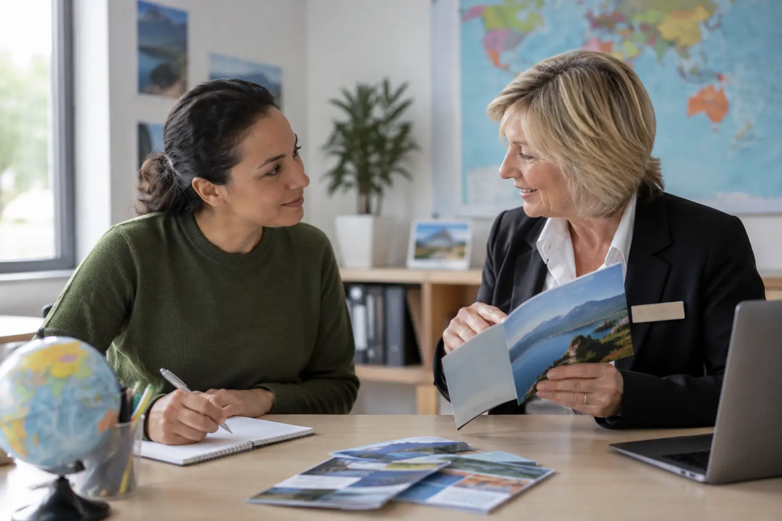 Professionnelle préparant sa reconversion vers les métiers du voyage
