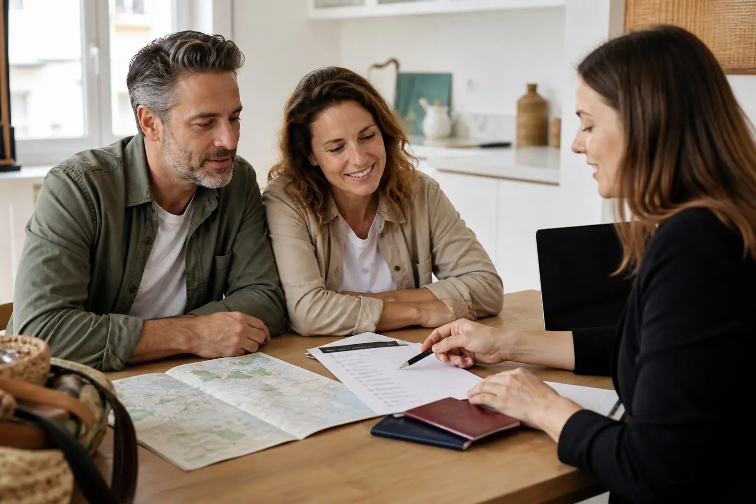 Couple vérifiant les documents de son voyage