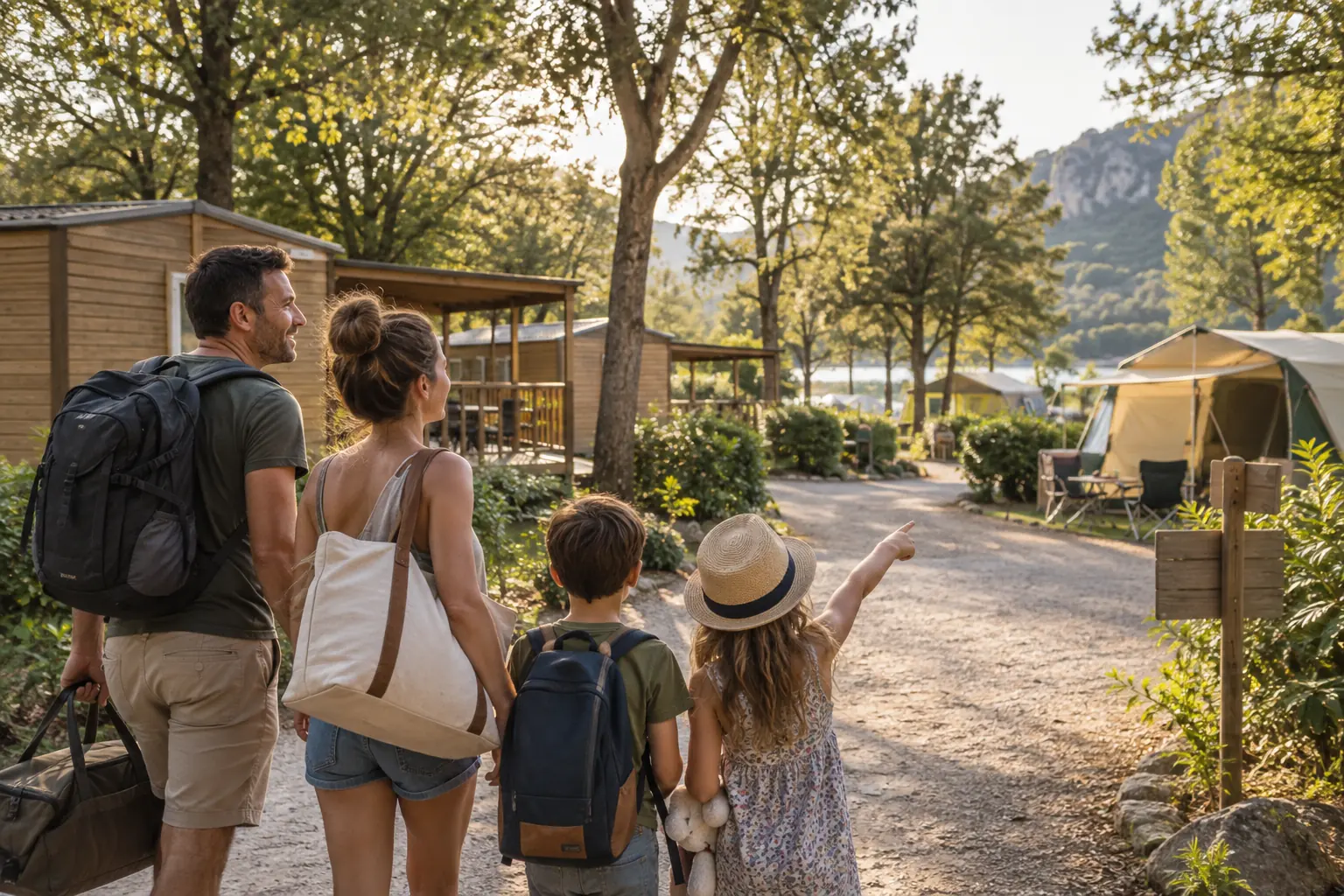 Emplacement de camping aménagé dans un paysage naturel