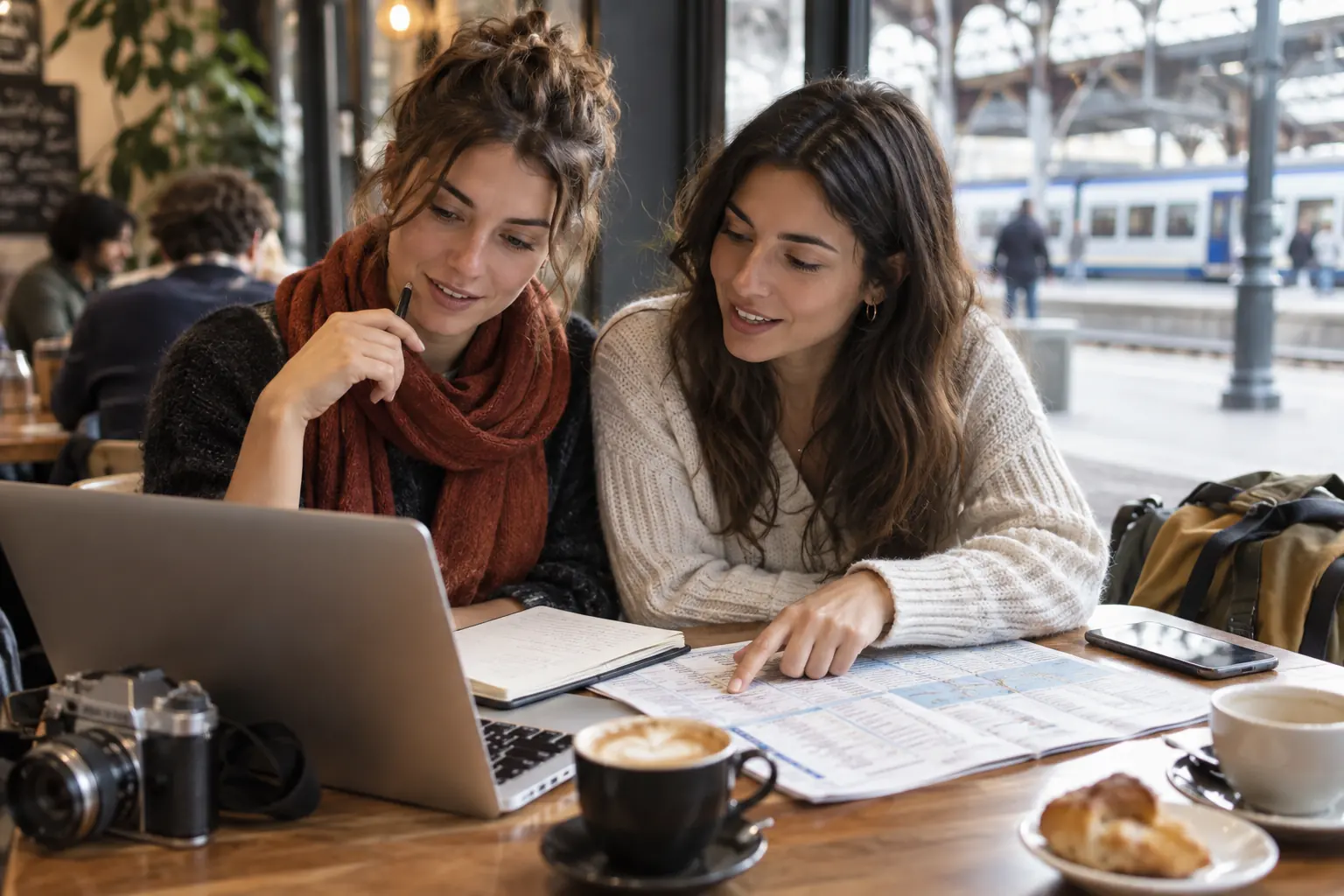 Voyageur comparant plusieurs propositions de séjour sur un ordinateur